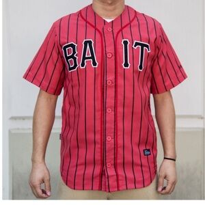 BAIT MEN SLUGGERS BASEBALL JERSEY - PINSTRIPE (RED / BLACK)M